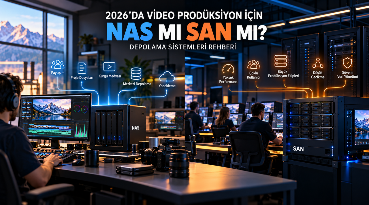 2026'da Video Prodüksiyon İçin NAS mı SAN mı? Depolama Sistemleri Rehberi