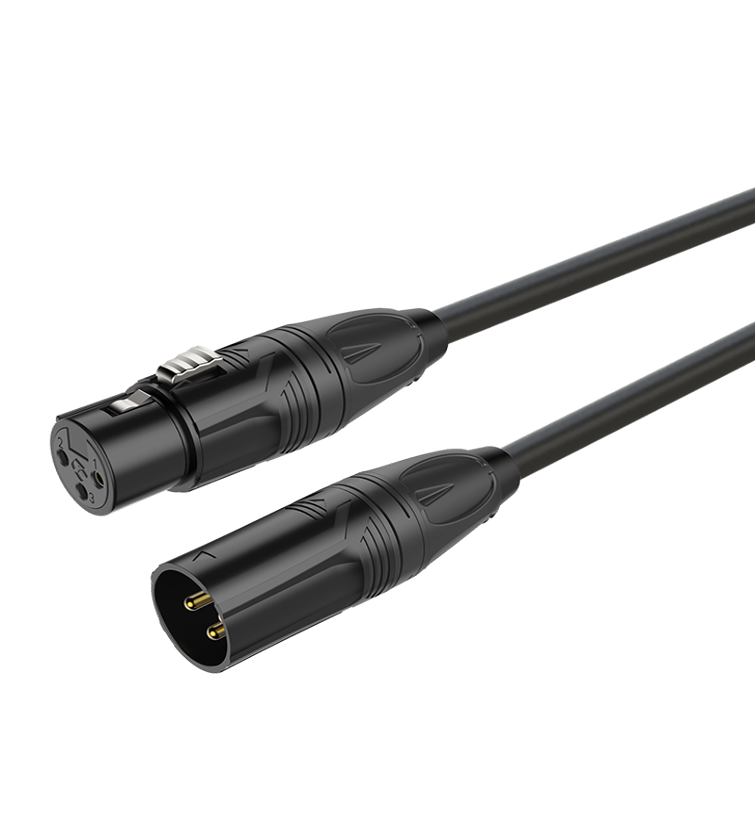 3 Pin Roxtone XLR Erkek+XLR Dişi Audio Kablosu (Siyah Konnektör) 20 metre