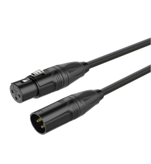 3 Pin Roxtone XLR Erkek+XLR Dişi Audio Kablosu (Siyah Konnektör) 20 metre