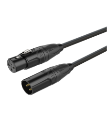 3 Pin Roxtone XLR Erkek+XLR Dişi Audio Kablosu (Siyah Konnektör)