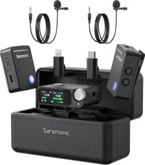 Saramonic Ultra 03 Kablosuz Yaka Mikrofonu, 32-Bit ( RX9+TX9+TX9 Lavalıer MIC – Black)